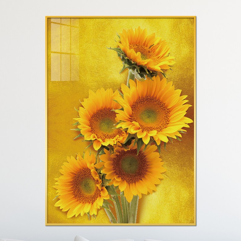 아트블루 부자되는 해바라기 인테리어 그림 액자, 6_다섯송이 해바라기_황금배경 48,900원