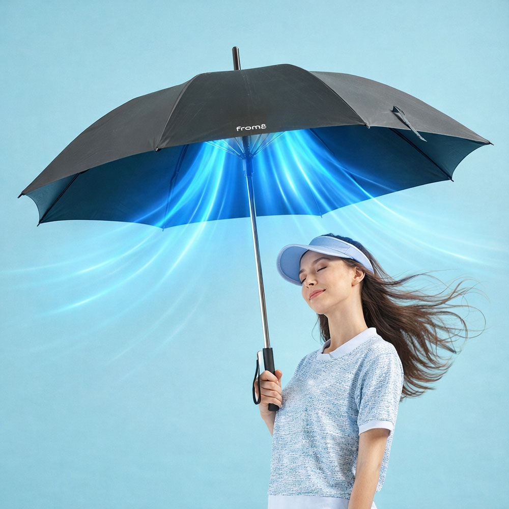 프롬비 이글루 UV차단 선풍기우산 27인치 골프형 FE246, 스카이블루(27인치 골프형), 1개 54,800원