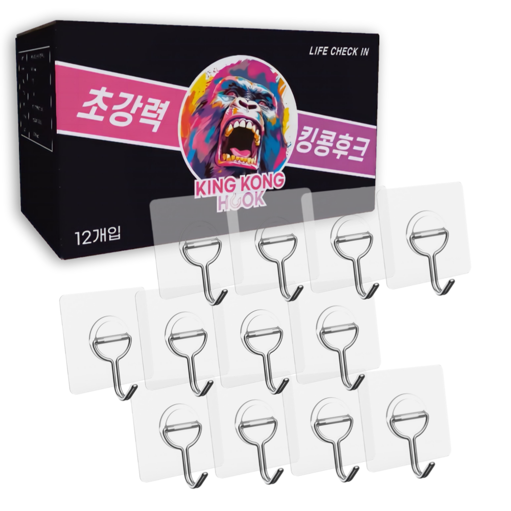 생활체크인 킹콩 접착식 후크걸이 12개 12,900원