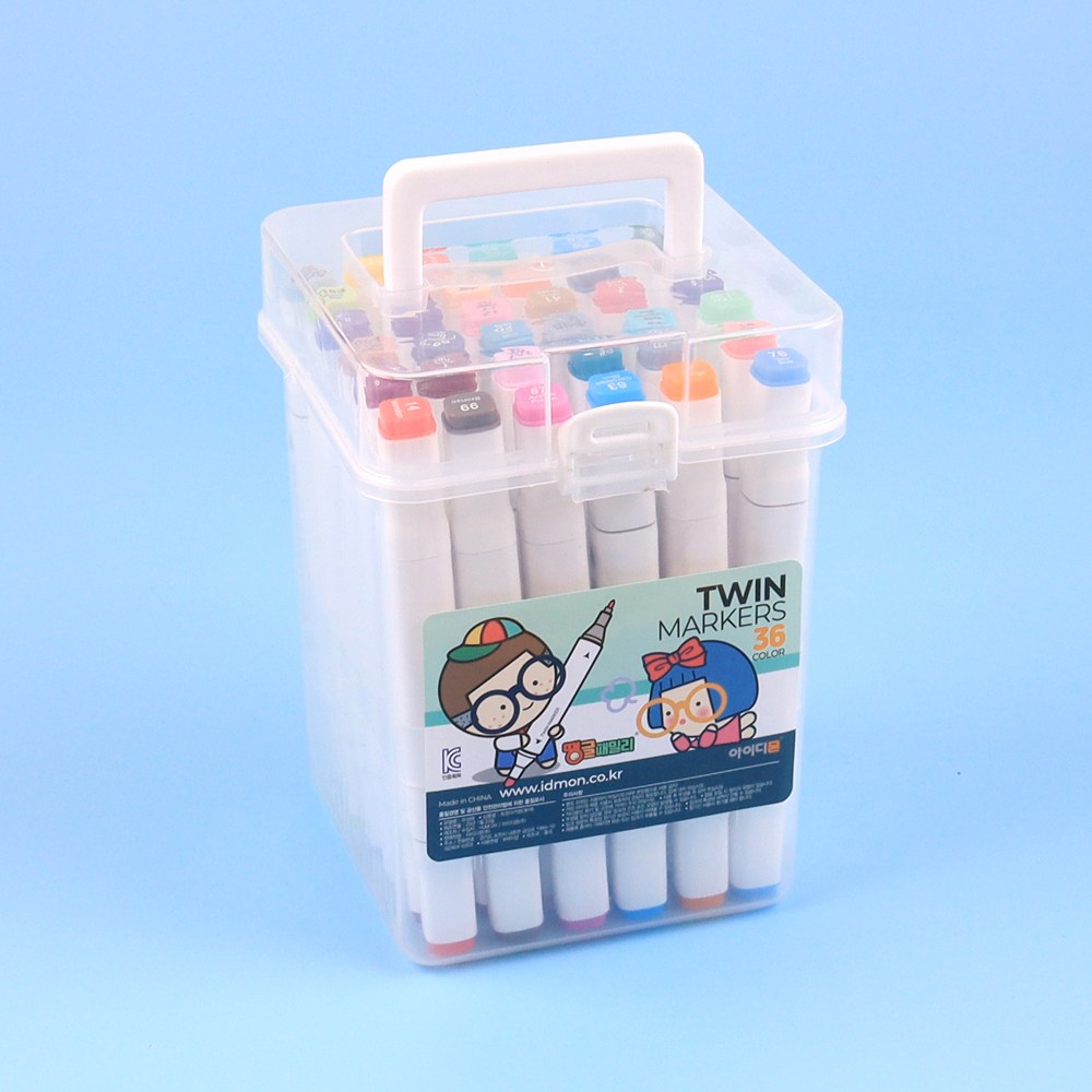 [아이디몬] KC인증 트윈 마커펜 세트 유성 마카펜 양면 듀얼 스케치 만화 그리기 드로잉 POP, 36색 9,600원