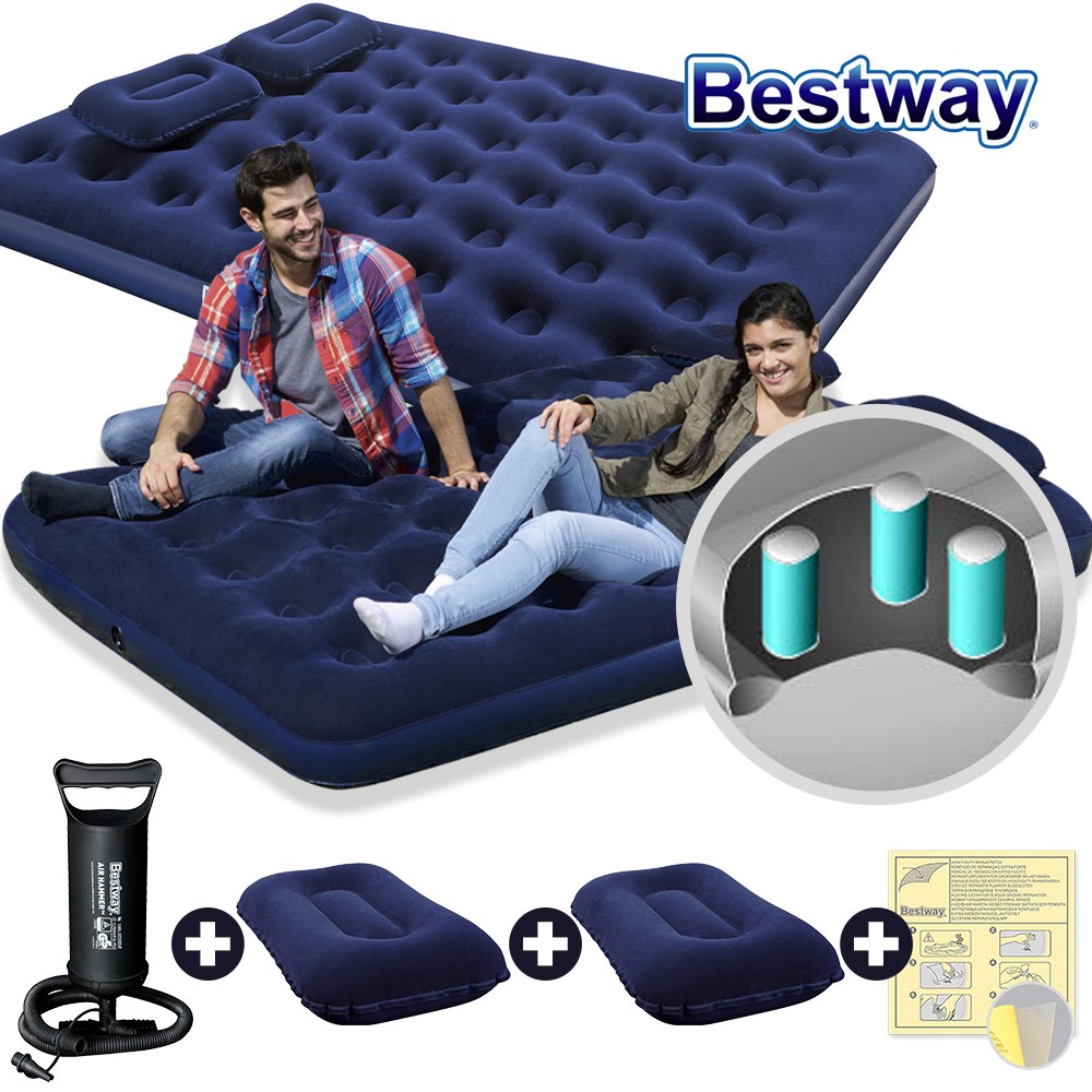 베스트웨이 BW 67374 퀸 에어매트+베개 2개+펌프 세트 매트리스 에어매트 캠핑매트, 블루 39,800원