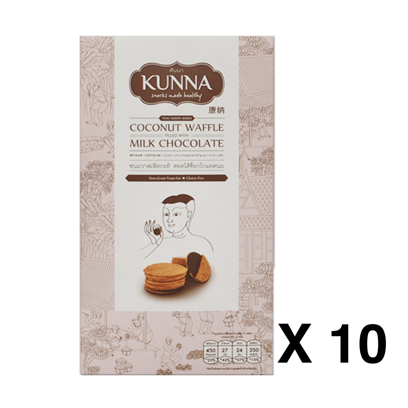태국 쿤나 코코넛와플 밀크 초콜릿 샌드 과자 KUNNA 90g 10개 55,000원