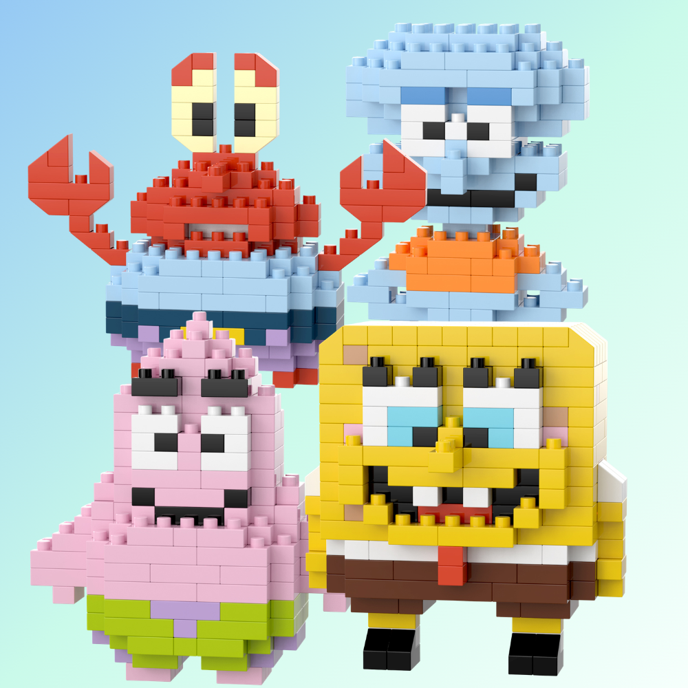 스폰지밥 캐릭터 나노블럭 4종 세트 미니 조립 피규어, 1세트 9,800원