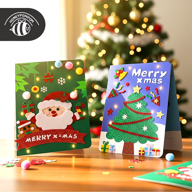 허니폼폼 반짝반짝 크리스마스 LED 카드, 1개, 트리 2,500원