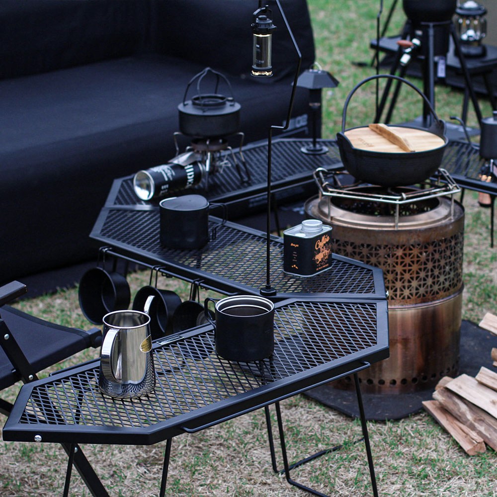 빈슨메시프 파즐 화로대 테이블 2P 폴딩 메쉬 철제선반 캠핑테이블 블랙 113,700원