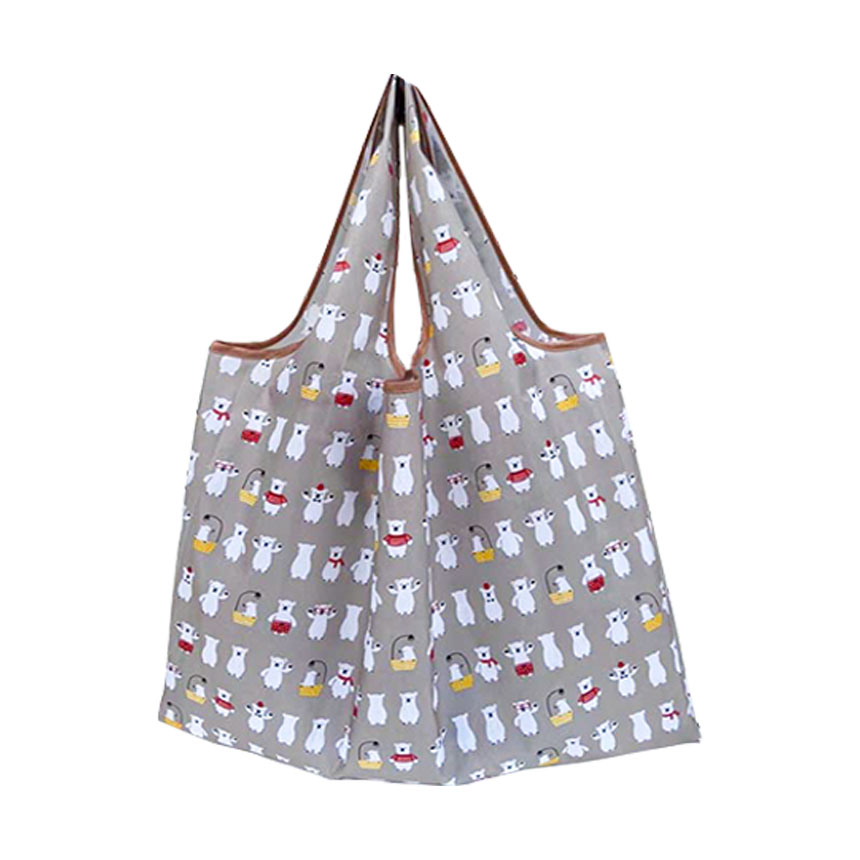 휴대용 접이식 장바구니 에코백 라지 대형 빅사이즈 쇼퍼백, 그레이 폴라베어, 1개 6,200원