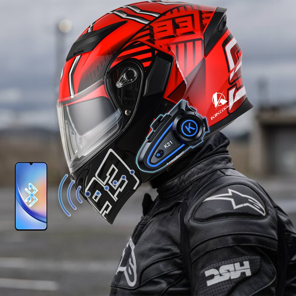 킥커머스 초경량 K21 블루투스 풀페이스 시스템 오토바이헬멧, 콜라보레드 159,100원