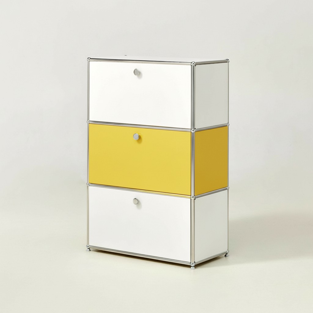 미드퍼 베이직 싱글3단 철제 미드센츄리 모듈 수납장 770x400x1150, 3단, 화이트 옐로우 콤비, 화이트 옐로우 콤비 659,000원