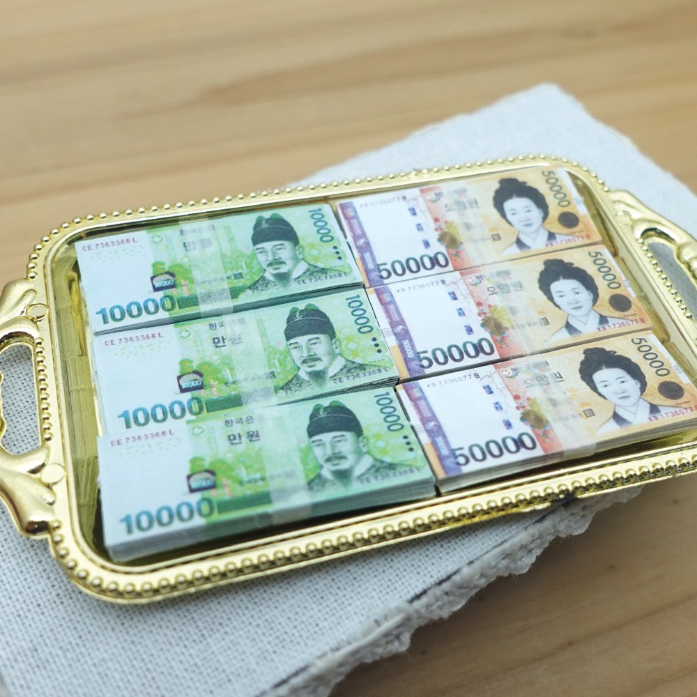 미니로 - [ 돈다발-황금쟁반세트 ] 미니어쳐 납골당 꾸미기 -금액구성 변경가능 7,000원