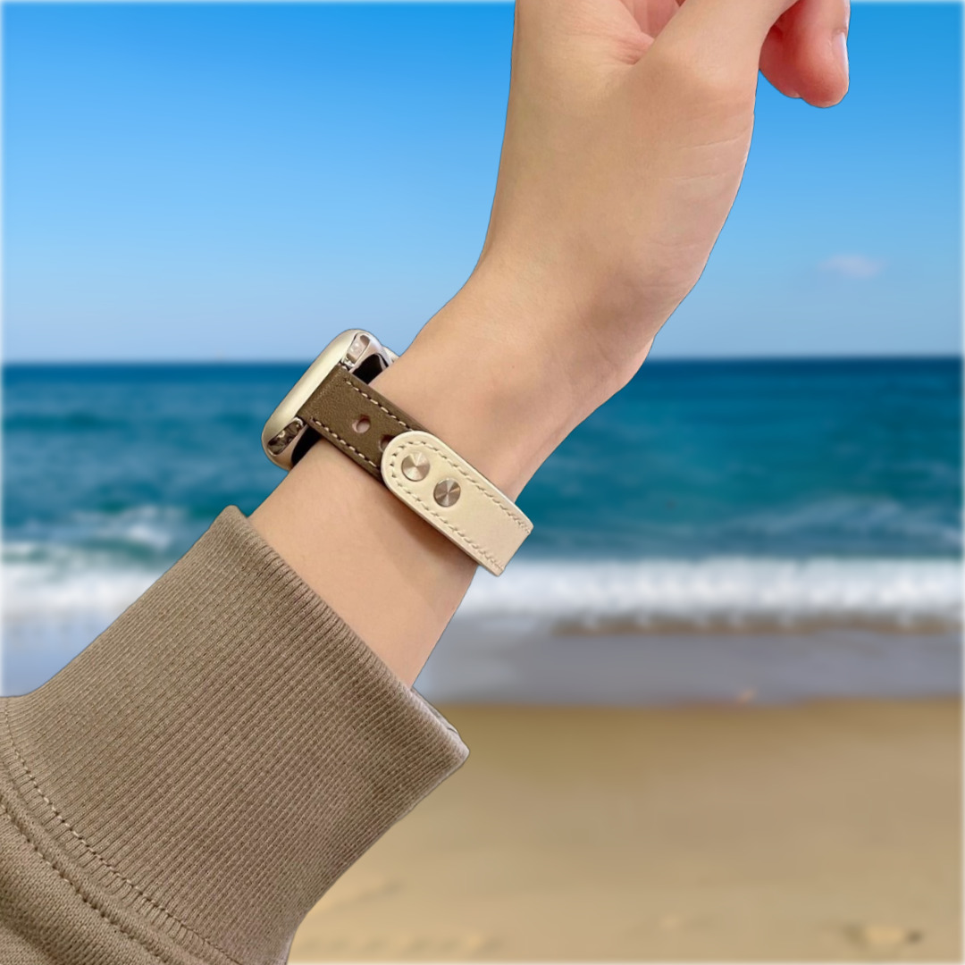 바하티 애플워치 투톤 가죽 스트랩, 베이지 9,900원