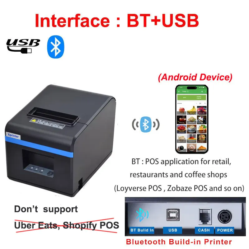USB+이더넷 또는 BT WIFI를 갖춘 자동 절단기 200mm/s를 Xprinter 열전사 영수증 프린터 --1롤 호환지 XP-N 242,100원