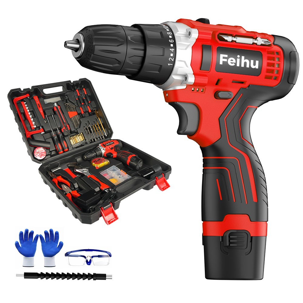 12V 리튬이온 무선 전동드릴 키트, 2배터리 포함, 전문가용 수공구 세트, 인테리어/조립 필수, 1개 129,880원