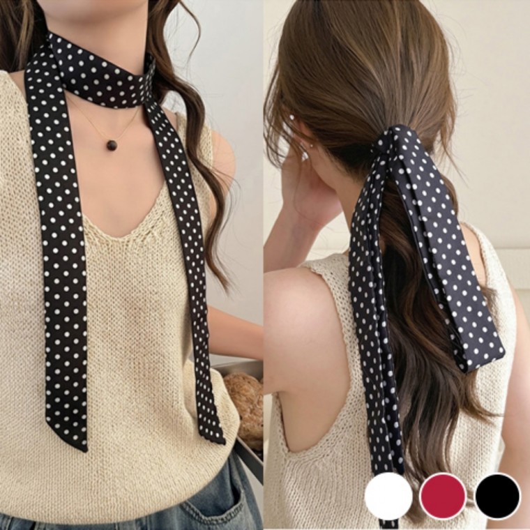 여성 도트 롱 스카프 가방 스트랩 머리띠 리본 타이 벨트 머리끈 8,280원