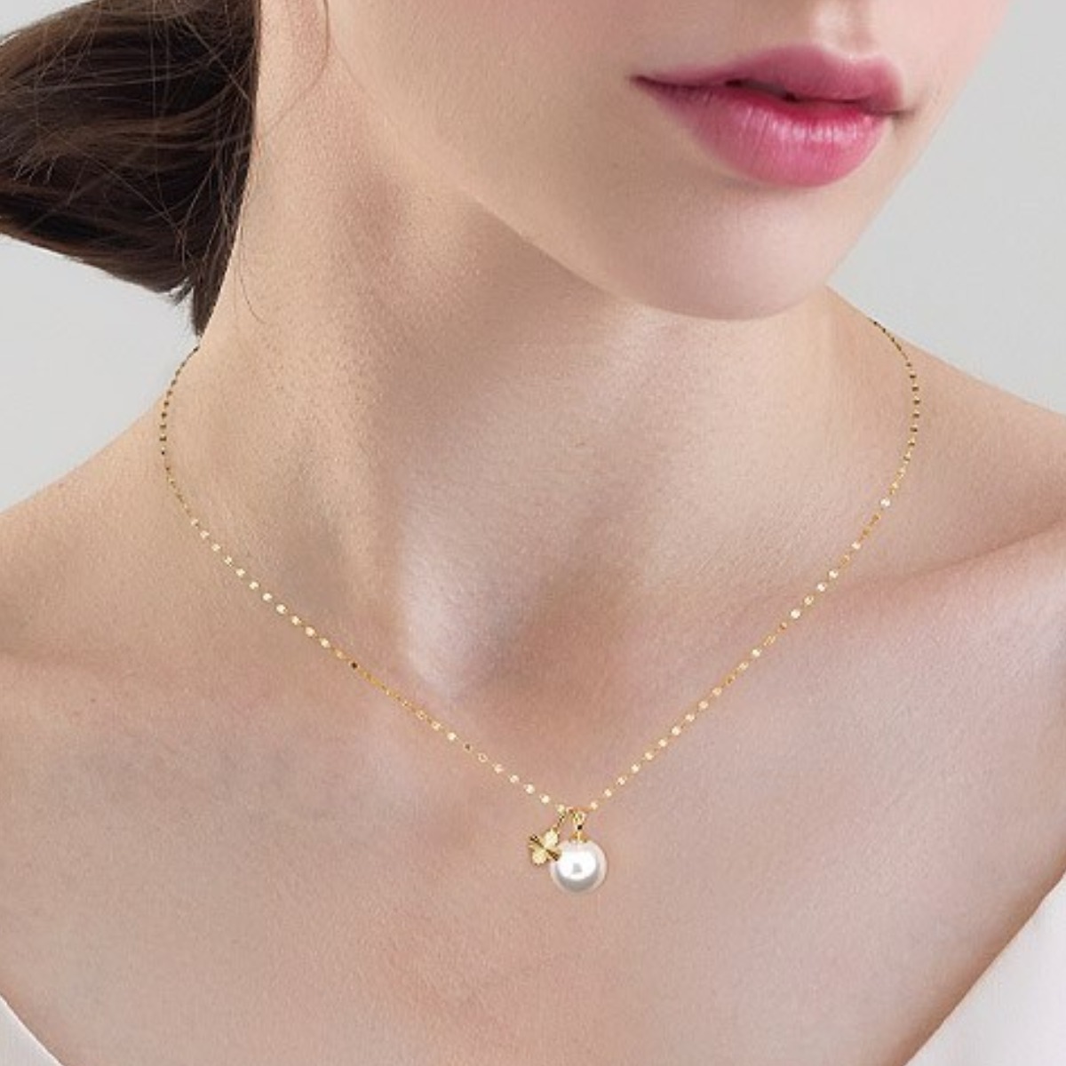 골드앤 14K 모던라잇 진주 목걸이 클로버 반짝 팬던트 포인트 선물추천 레이어드 당일배송 211,000원
