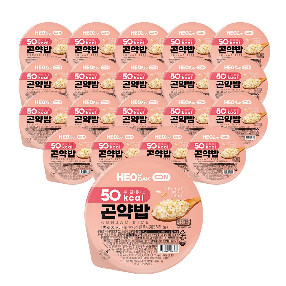허닭ON 저칼로리 50kcal 실온 즉석 곤약밥, 20개, 130g 39,900원