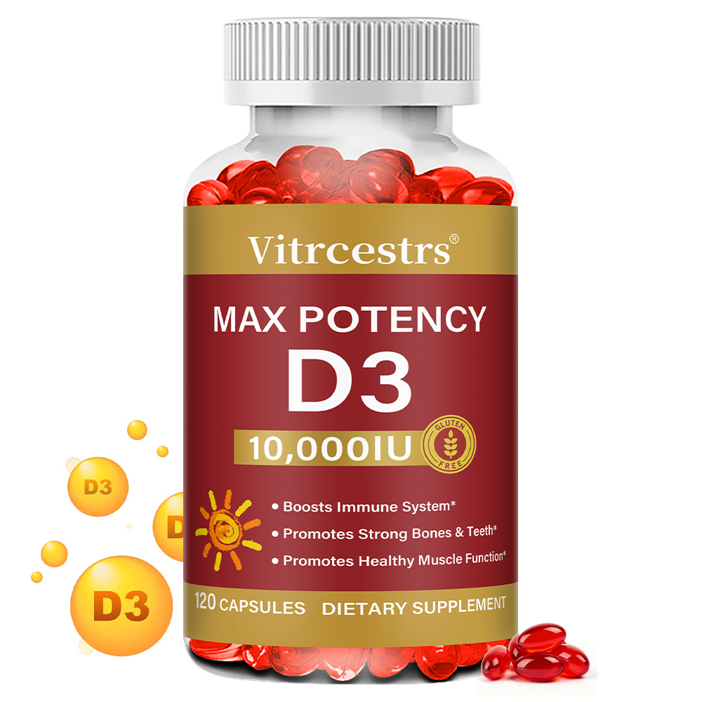 비타민 D3 10000 IU 소프트캡슐 - 근육, 면역, 뼈와 치아건강, 고농도, non-GMO, 글루텐 프리, 1개, 60정 18,300원