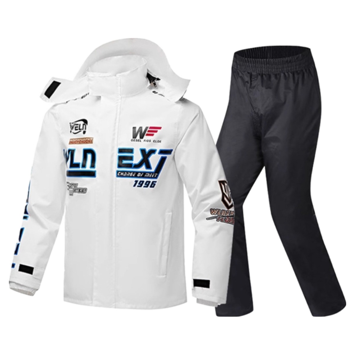 자켓 레이싱 웨어 남여공용 라이딩 오토바이 자켓 라이더자켓 바이크 항공점퍼 우비 레인 팬츠 세트(점퍼+바지), 화이트+블랙 74,880원