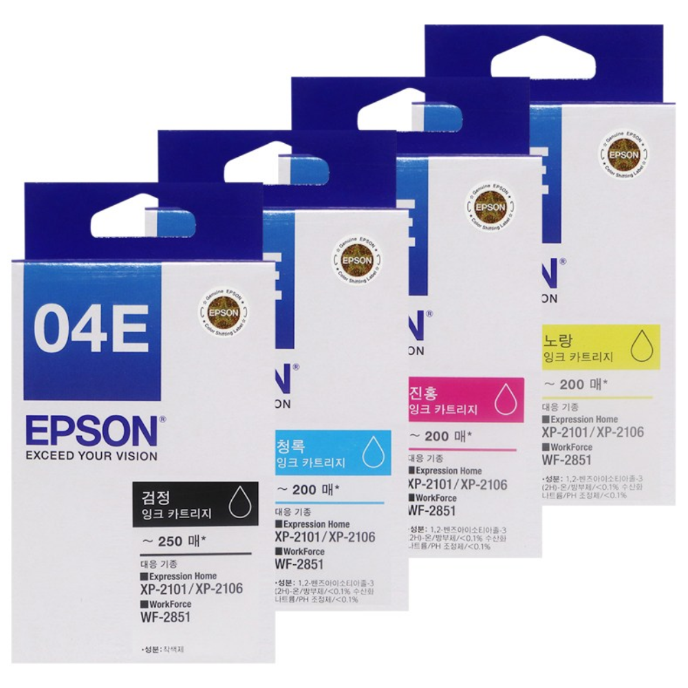 엡손 정품잉크 T04E CMYK 4색 세트 XP-2101 XP-2106 WF-2851 41,400원