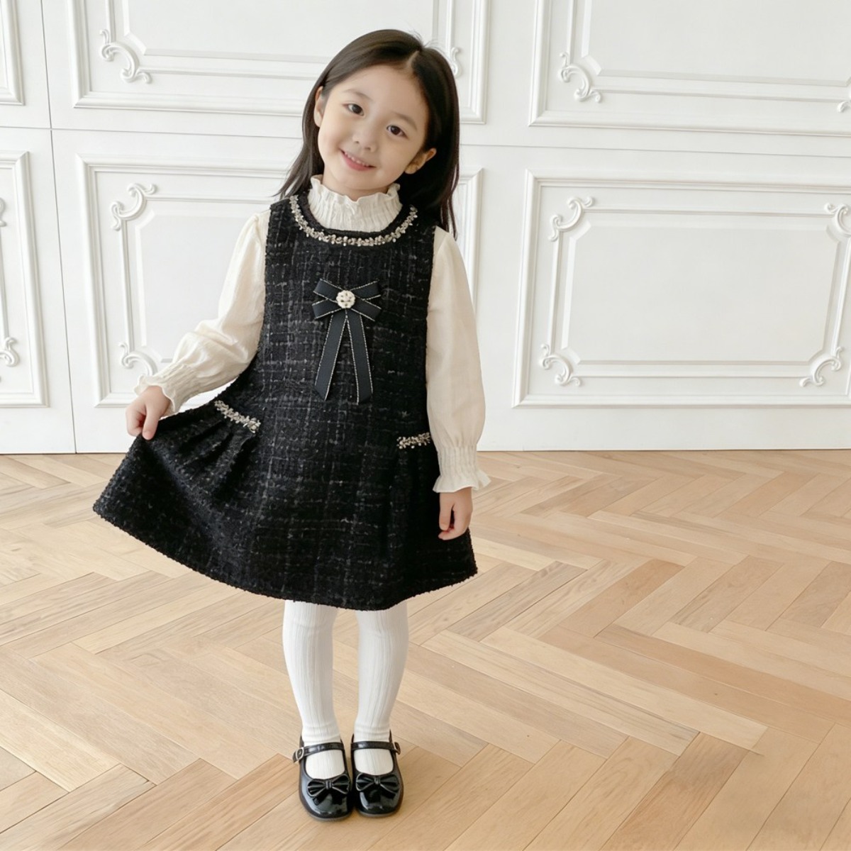 투에그 유아용 하객룩 간절기 트위드 원피스 32,500원