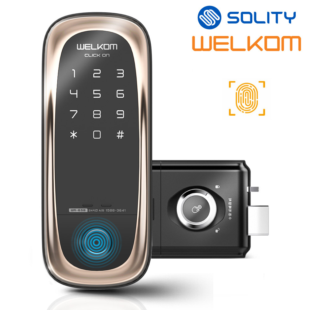 솔리티 웰콤 클릭온 지문인식+번호키 블루투스(옵션) 즉시잠금기능 0.9초빠른지문인식 지문100개 등록가능 내부이중잠금 허수기능 고온감지 번호키 현관문 디지털도어락 도어록, 방문설치, 웰콤 클릭온 149,800원