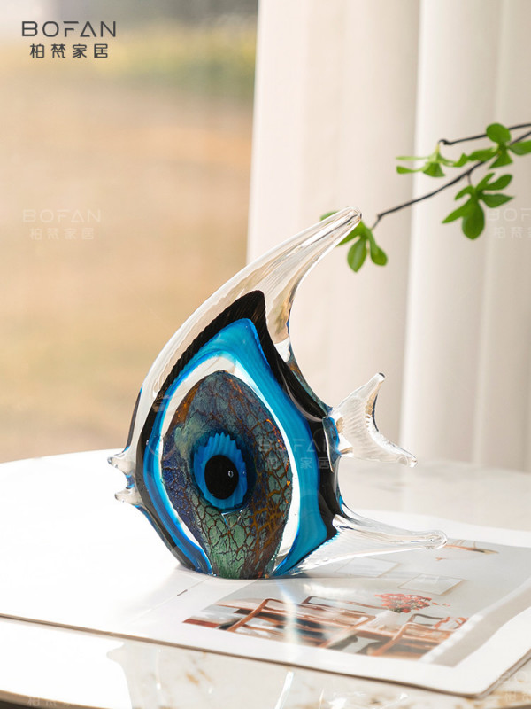 물고기 유리 장식 크리스탈 소품 공예 인테리어 장식품 재물운 촬영 아트 홈 유리공예 탱크, 블루 물고기 장식품 54,300원