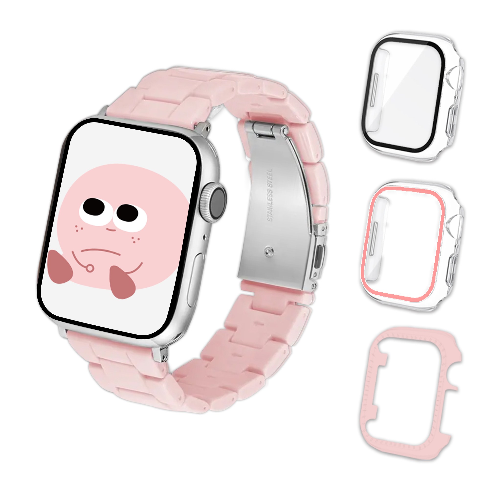 아이메이드잇 애플워치 호환 스퀘어 스트랩 + 케이스 세트, 핑크 16,900원