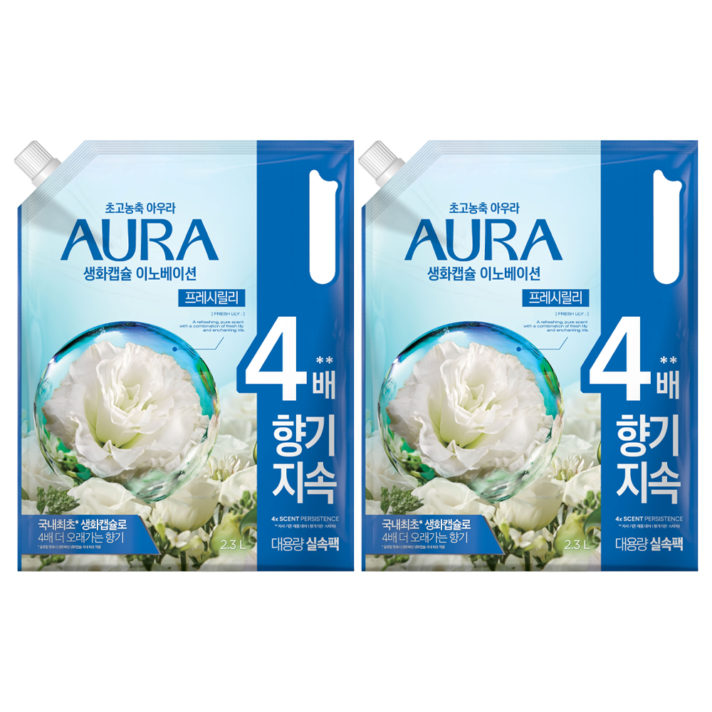 아우라 초고농축 섬유유연제 프레시릴리 리필, 2개, 2.3L 19,800원