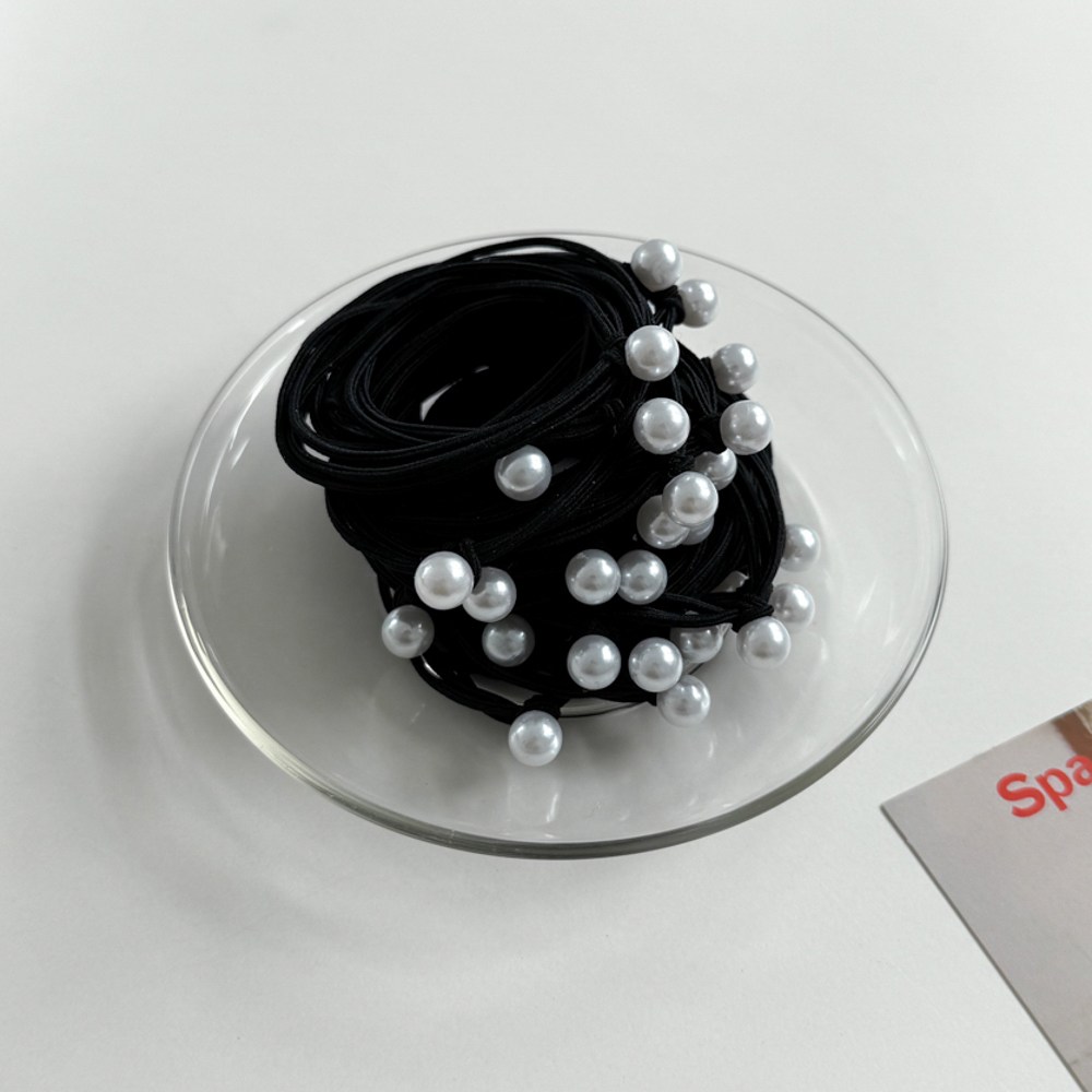 에브리테일 미니 진주 머리끈 3줄 대용량 고무줄 세트 30p 8,800원