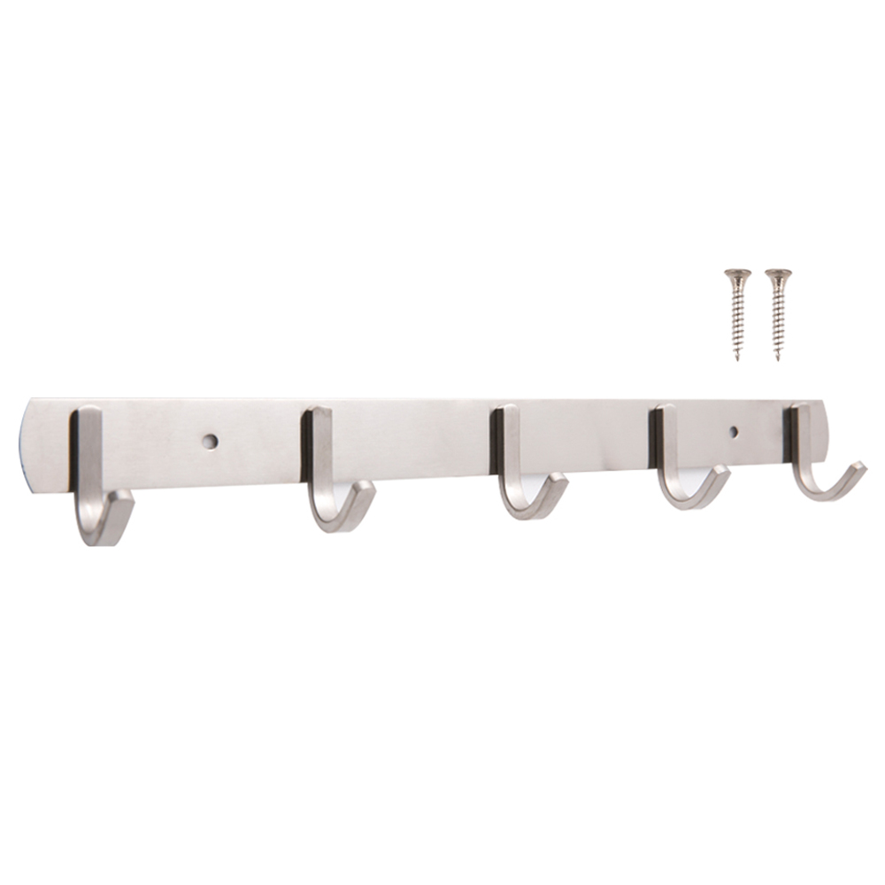 철물대장 스텐 다용도 5구 판 벽옷걸이, 실버, 1개 12,400원