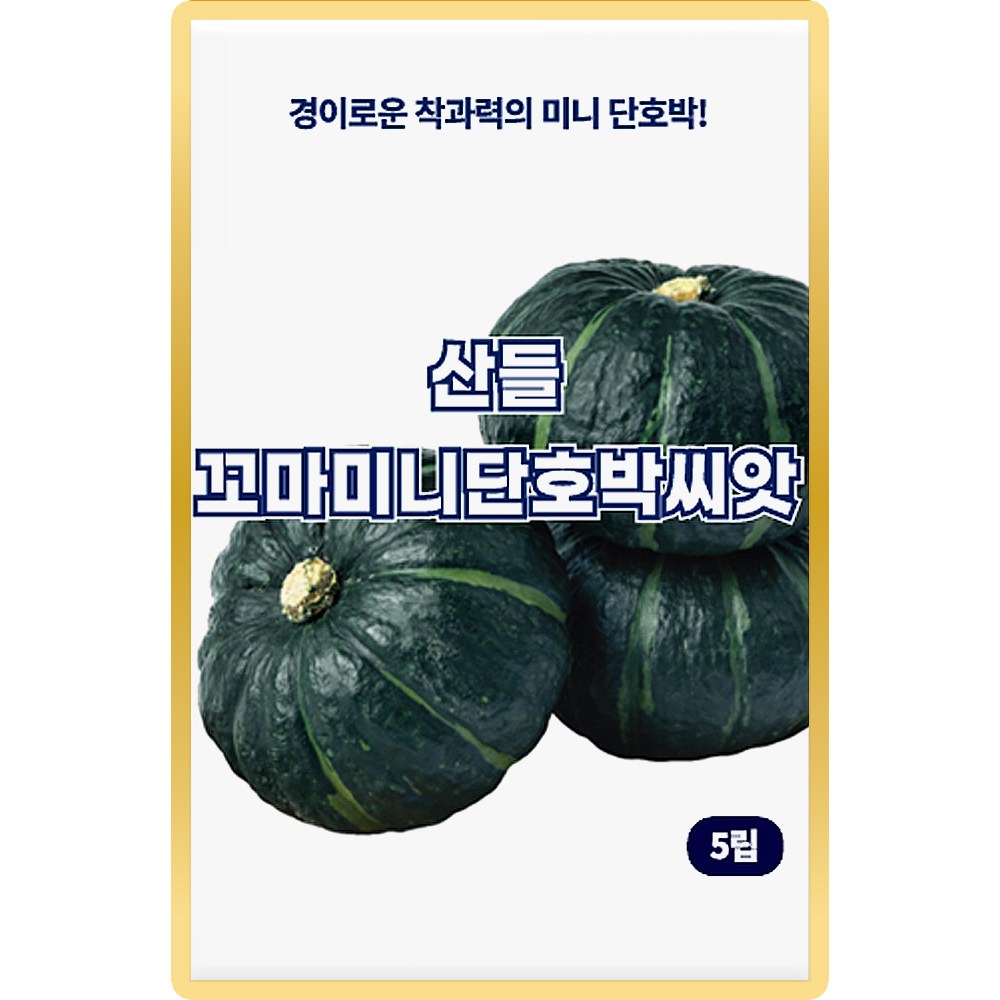 산들 꼬마 미니단호박 씨앗 5립 경이로운 착과력의 소량 미니 단호박씨 종자, 1개 3,600원