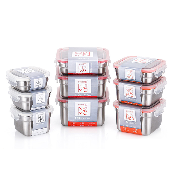 스텐락 네모 정사각 밀폐용기 도시락용기 샐러드 김치통 야채보관  7호 750ml 16,200원