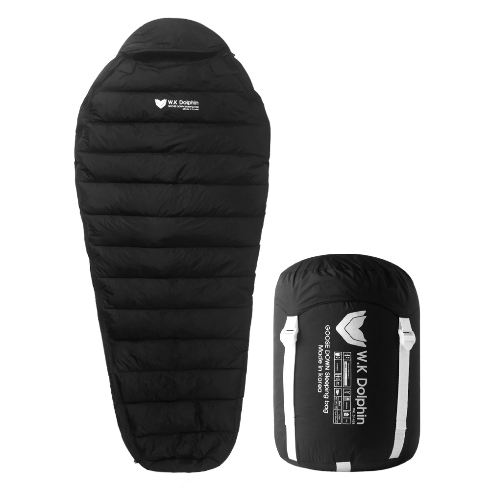 돌핀 헤비다운 거위털 침낭, 1개, 올블랙 100,000원