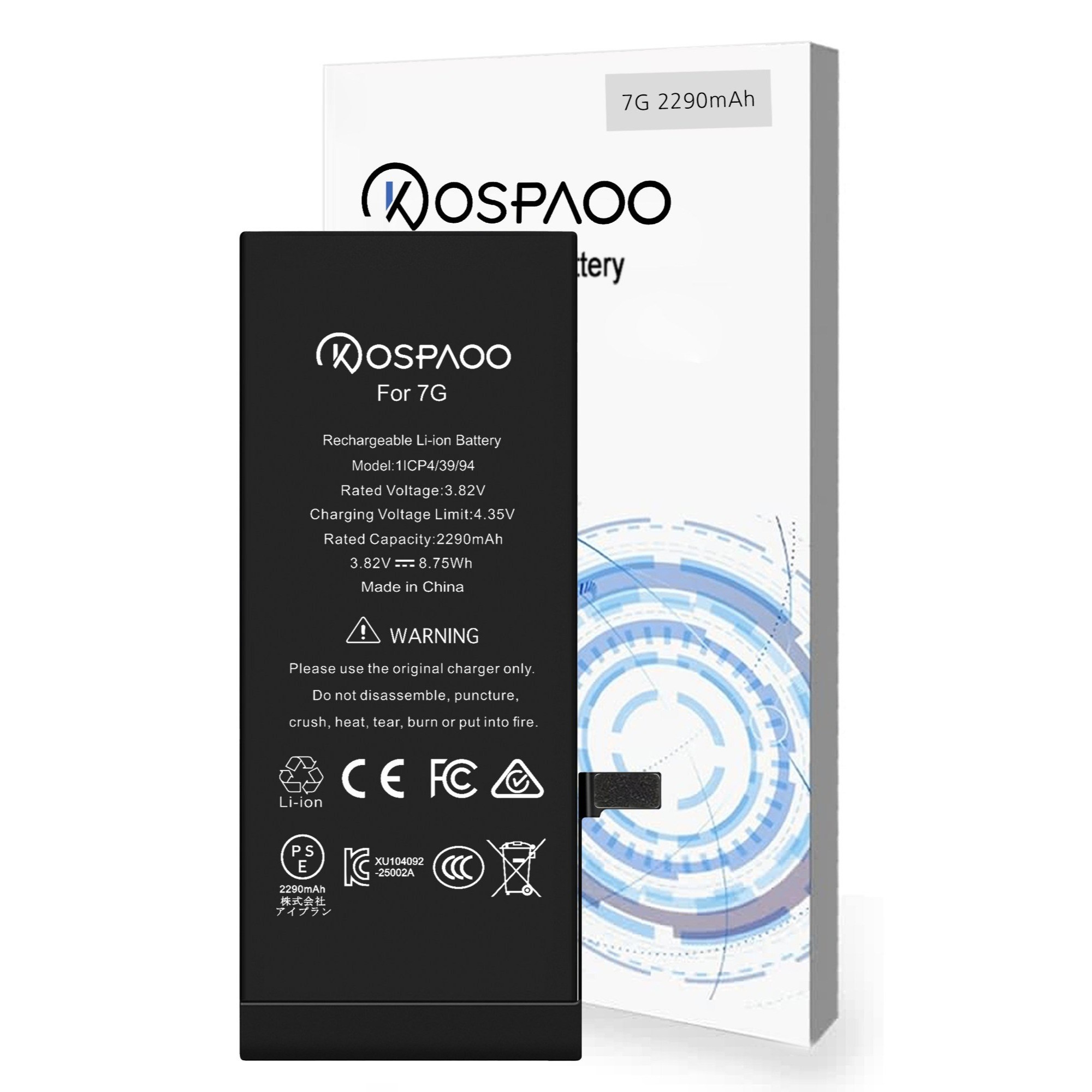 For iPhone 7 배터리 대용량2290mAh 증가 폭16.8% 616-00258배터리 한국어 설명서 KC인증 Li-ion Battery (No Tool), 3개, iPhone 7 대용량 배터리，분해 도구 없음 50,700원