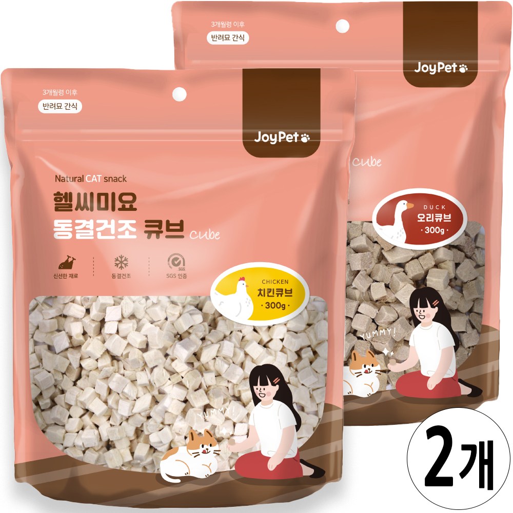조이펫 헬씨미요 동결건조 큐브 고양이간식, 혼합(치킨+오리), 300g, 2개 35,000원