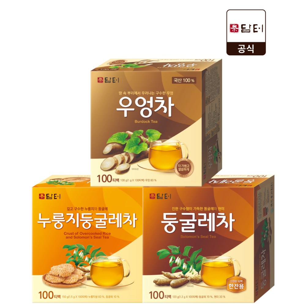 담터 대표 침출차 (둥굴레차 100T + 누룽지 둥굴레차 100T + 우엉차 100T) 총 300T 25,900원