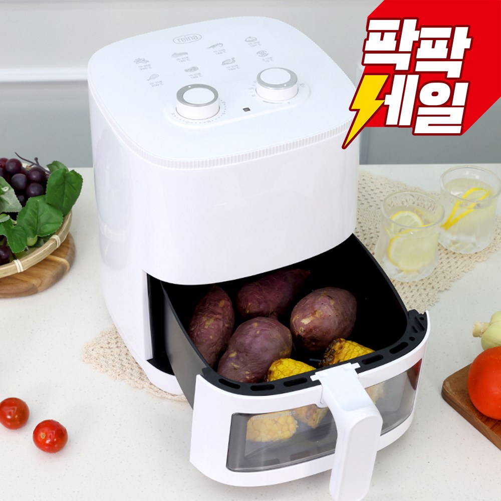 레이나 에어프라이어 W8135 화이트 가정용 3.5L 투명확인창, RAF-W8135 레이나, 화이트투명창 49,900원