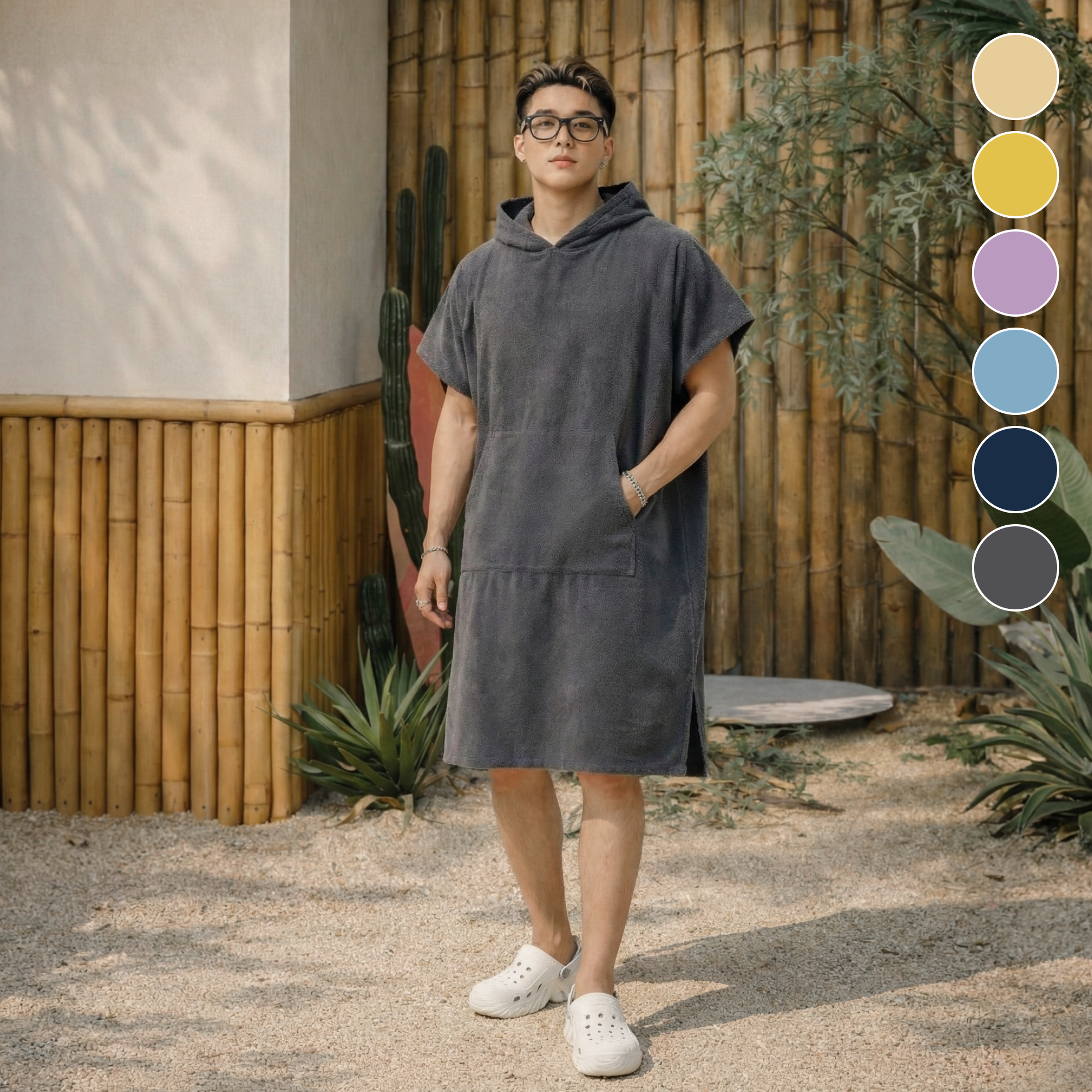 헤임프 고급 극세사 성인용 서핑 비치 판초 타월, 1개, 스톤그레이 31,800원