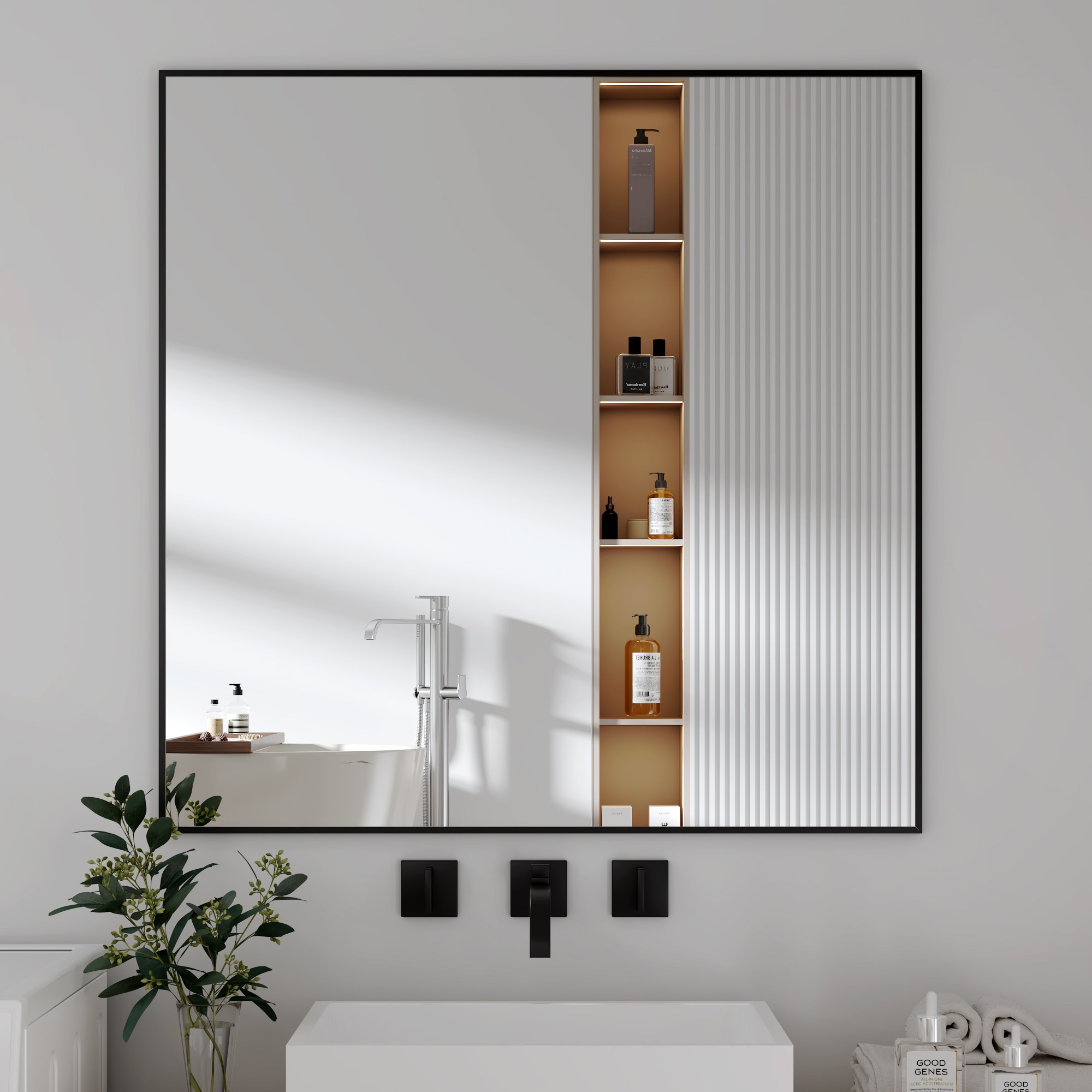 뷰티피크 사각형 벽거울 화장대거울 욕실거울 강화안전유리 80*80 63,990원