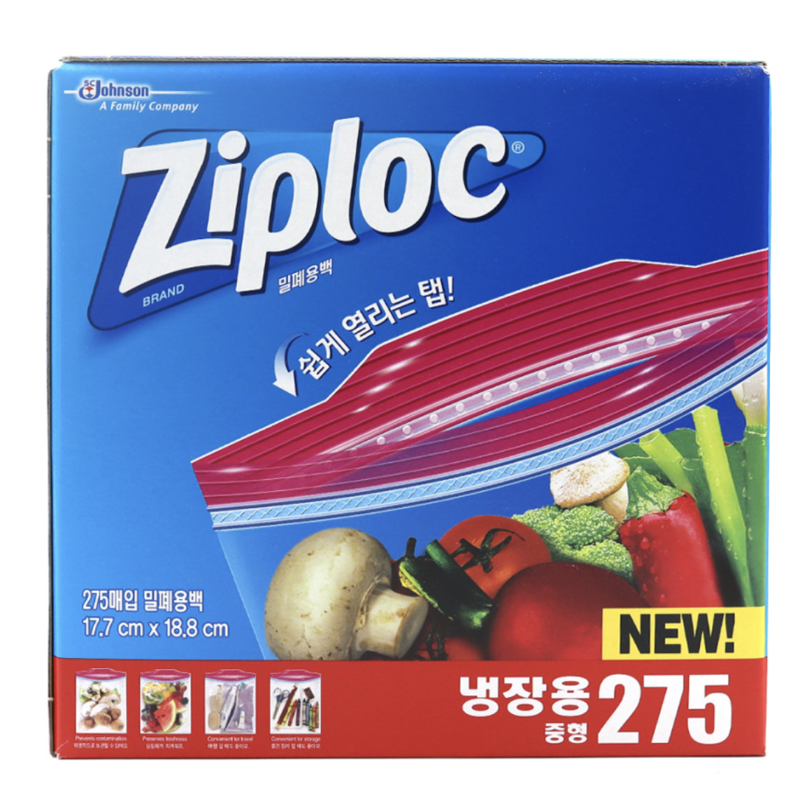 지퍼락 집락 지퍼백 냉장용 중형 275매, 중(M), 275개입, 1개 28,980원