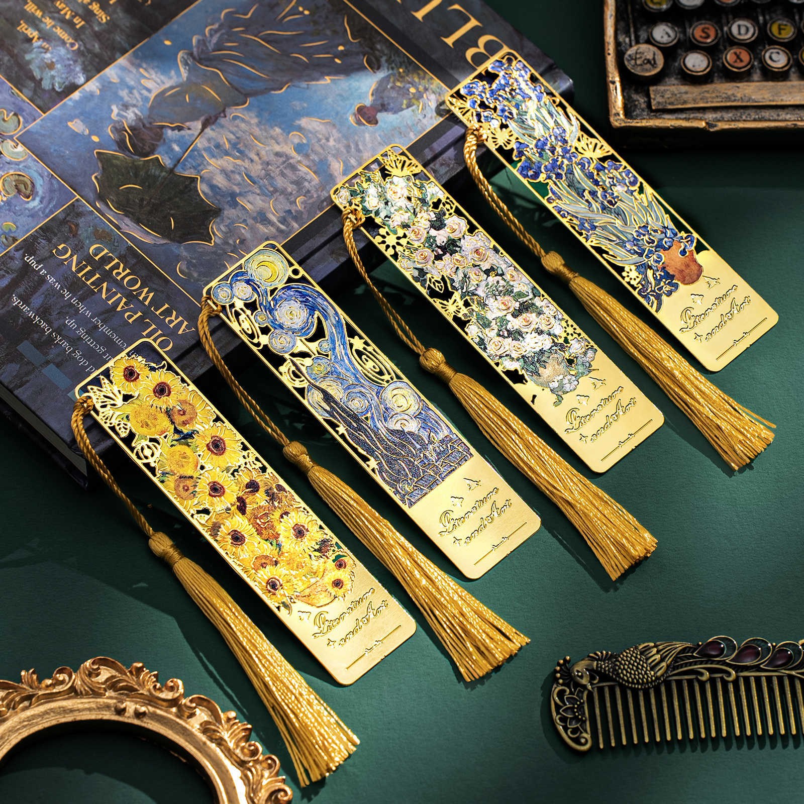 SEAE 고급 선물용 금속 책갈피 다이어리 독서 예쁜 납작 북마크 4종 세트 13,280원