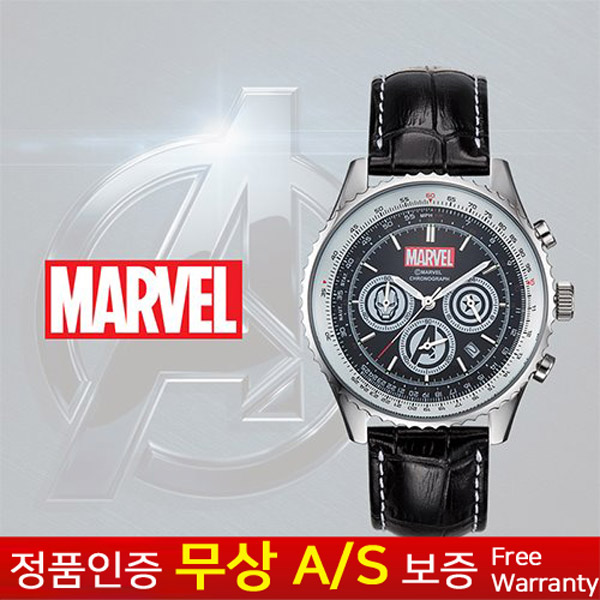 (마블) MARVEL [한국본사정품][무상AS] 남성남자아동어린이 마블 아이언맨 블랙정장 가죽밴드 리미티드에디션 손목시계 MA007-BBK 102,990원