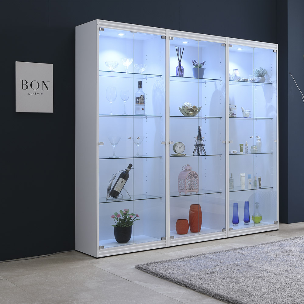 앤탑퍼니처 장식장 진열장 수납장 레고 굿즈 피규어 양주 술 진열장 조명추가 선반추가/라인 플러스 강화유리 장식장, 화이트 244,900원