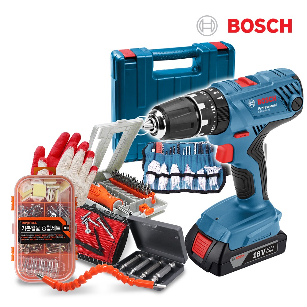 보쉬 충전 해머 전동드릴 GSB18V-21(1B)100P,소재6종 206,600원
