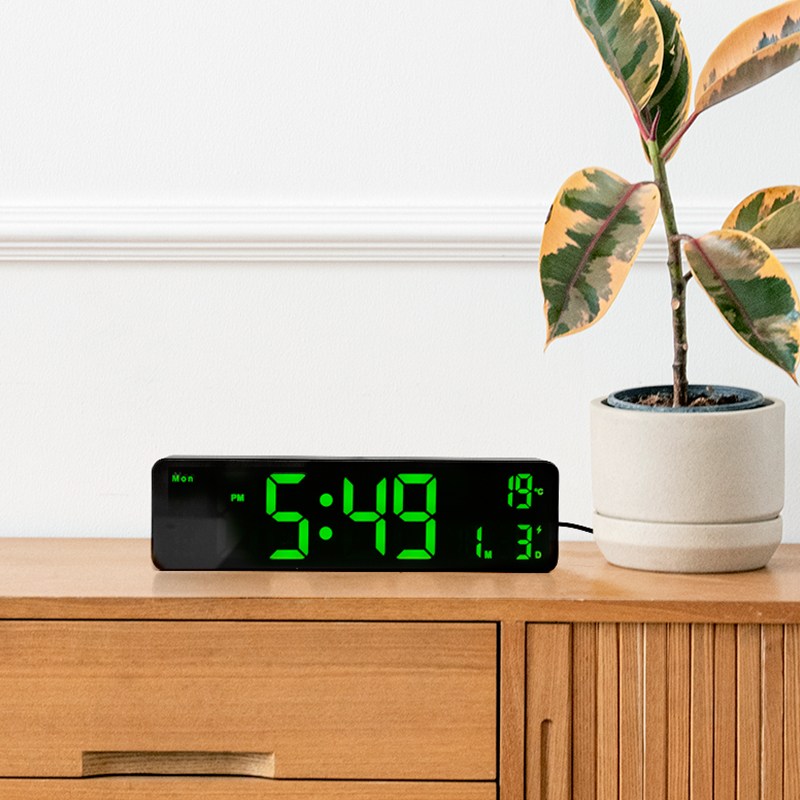 촘스토리 스퀘어 LED 벽시계 무소음 디지털 알람 탁상겸용, 그린LED 29,900원