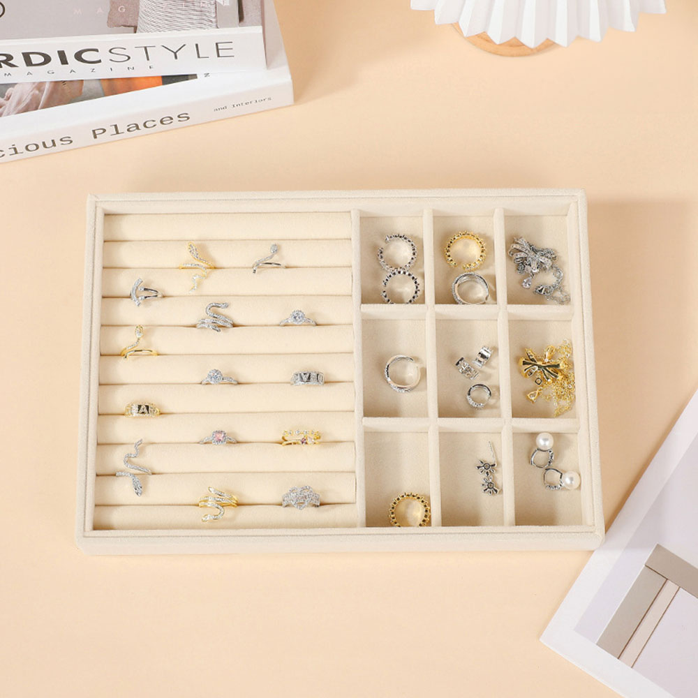 간편벨벳 악세서리 정리 대용량 초대형 트레이 하프, 베이지, 1개 12,750원