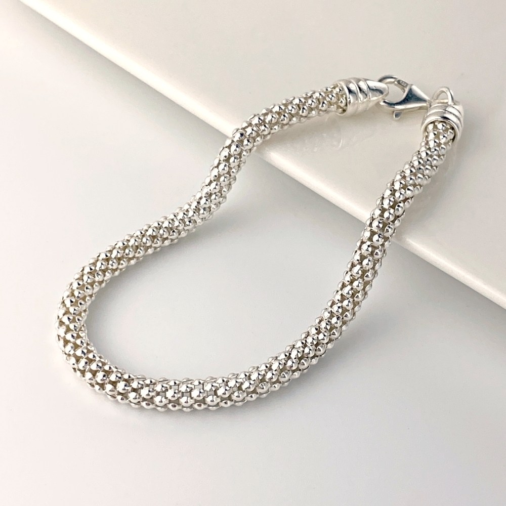 르제이실버 925 볼륨 팝콘 실버 체인 은팔찌 커플 남자 여자 134,900원