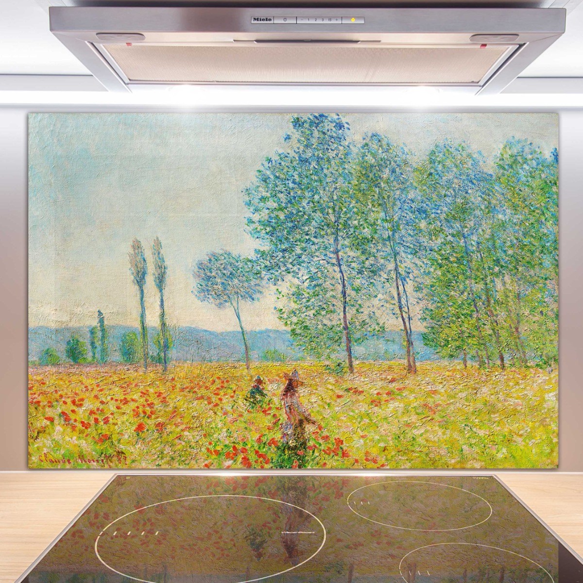 코나 주방아트보드 가스렌지 인덕션 가드 가림막 기름튐방지 명화 모네-포플러나무 아래에서, 1개 84,900원