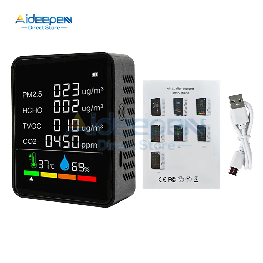 Tuya WiFi 공기질 모니터 이산화탄소 PM0.3 CO2 센서 TVOC 감지기 온도 테스터 30,200원