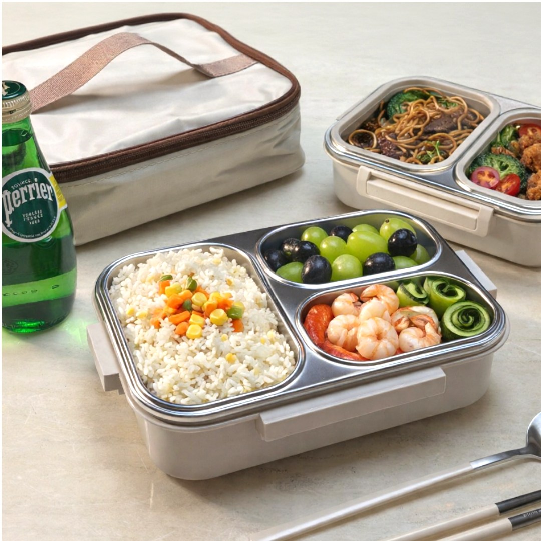 내집내산 직장인 스텐304 도시락통 가방, 1세트, 베이지 22,100원