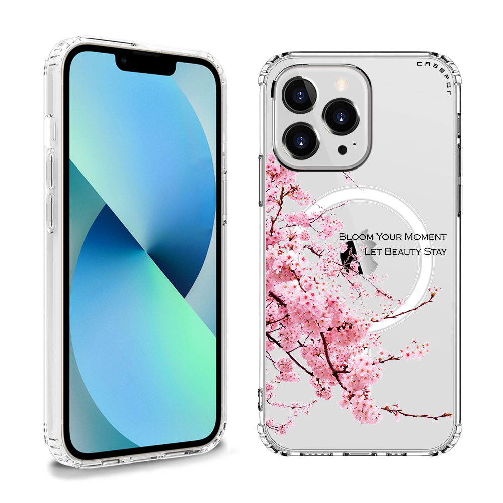 케이스포 플라워샵 체리블라썸 벚꽃 디자인 프린팅 맥세이프 에어엣지 클리어 쉴드 케이스 25,000원